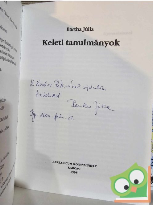 Bartha Júlia: Keleti tanulmányok (dedikált)